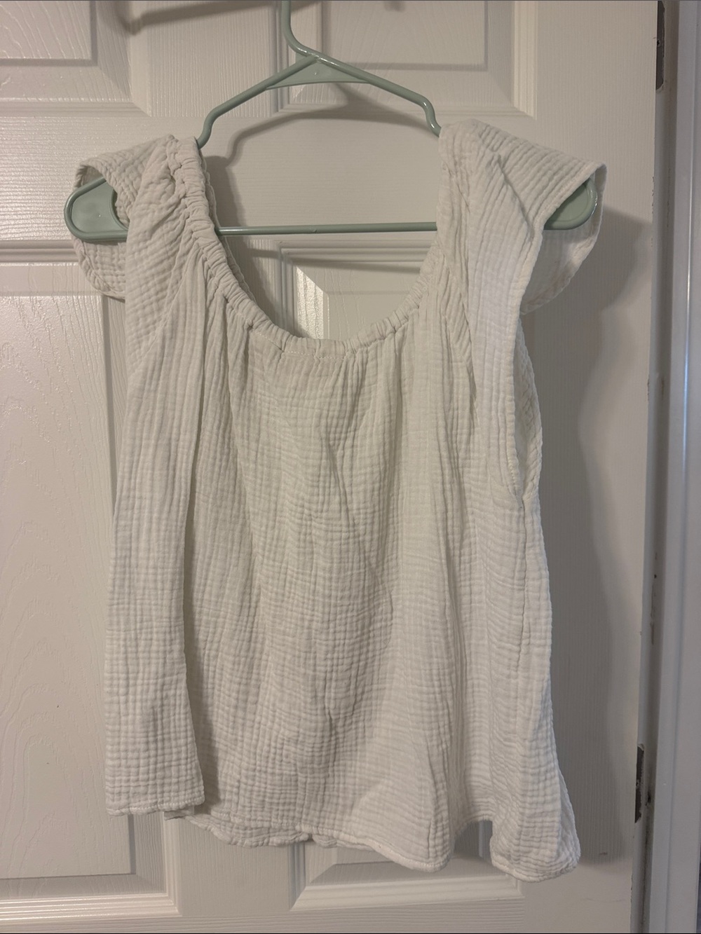 Cynthia Rowley White Gauze Ruffle Shoulder Tank